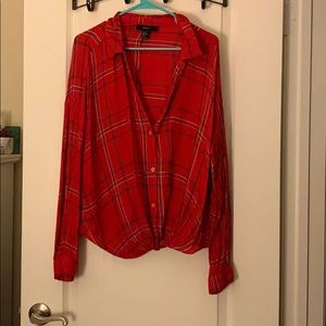 Dark Coral Plus Size Flannel